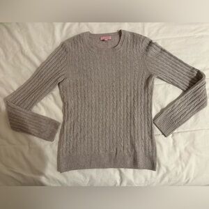 Lilly Pulitzer Grey 100% Cashmere Cable Crewneck Sweater